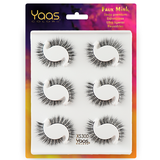 [0606795090860] 55 XS300 BANDEJA 6 PARES FAUX MINK LAHES